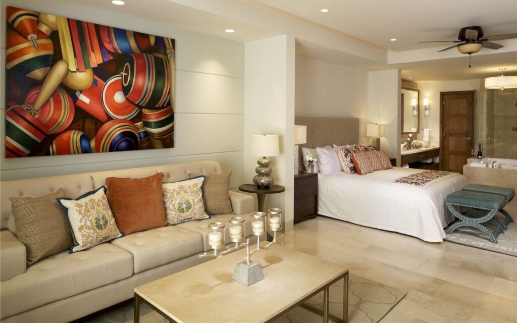 living room area of a suite at the Rancho San Lucas Resort