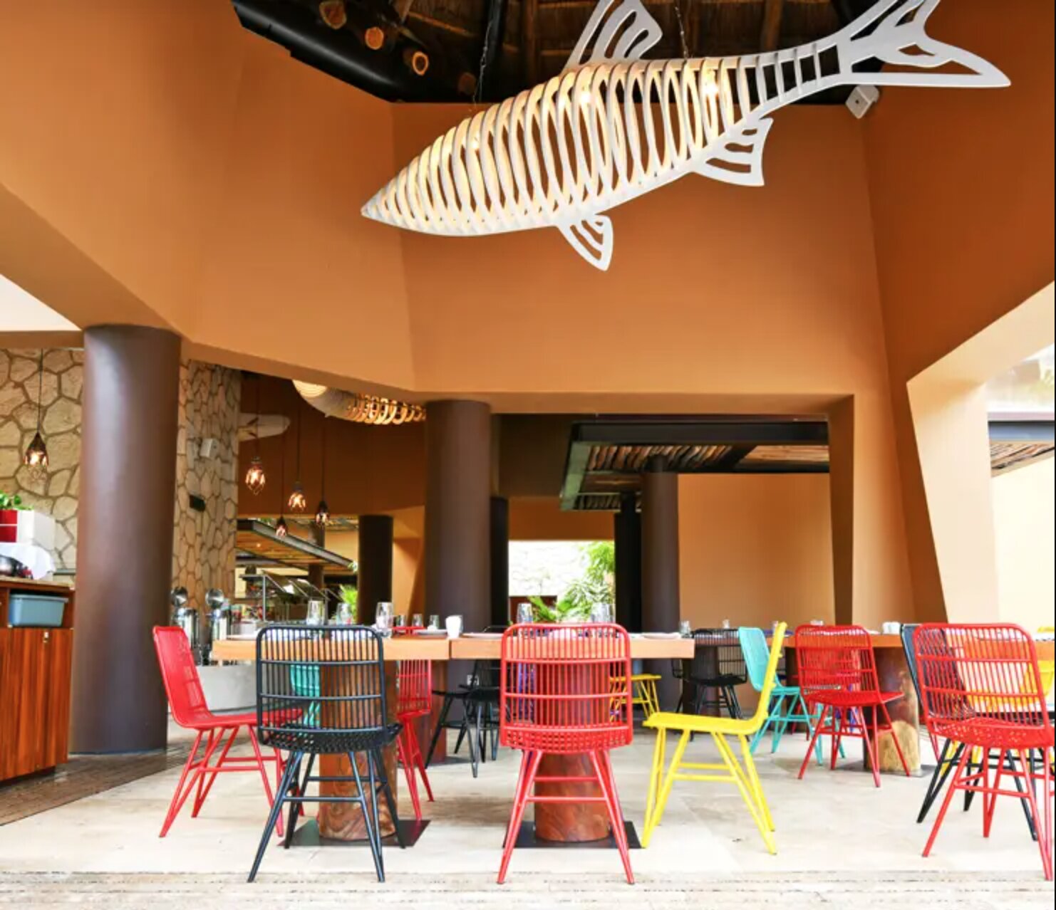 Colorful outdoor dining area at Chibali restaurant