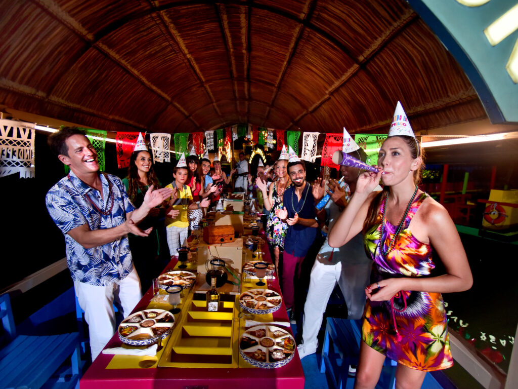 Group Celebrating a Birthday Party at Xcaret Xochimilco