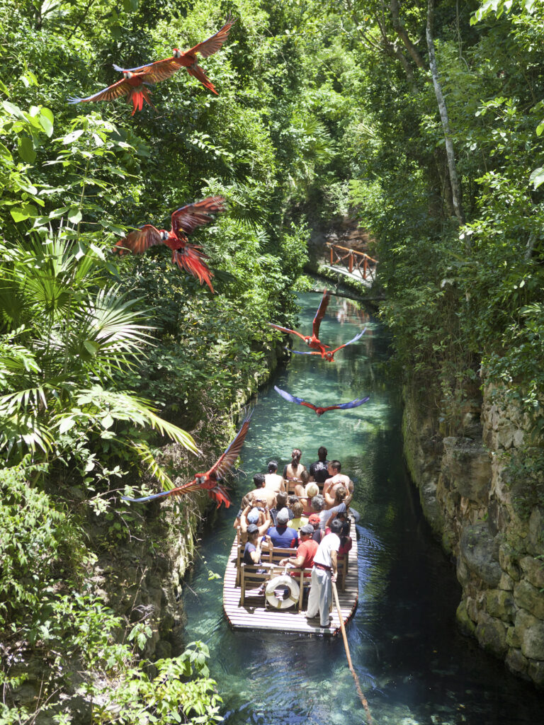 Group enjoying a ride through the Xcaret River in Cancun
