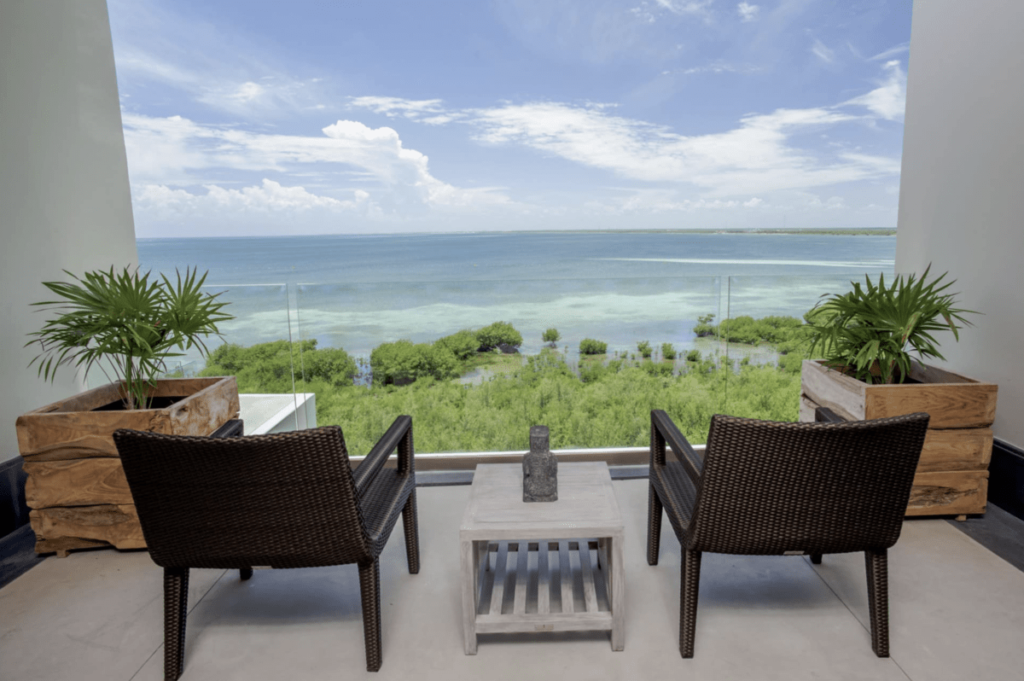 Balcony suite view of the ocean at the Hotel NIZUC Resort & Spa