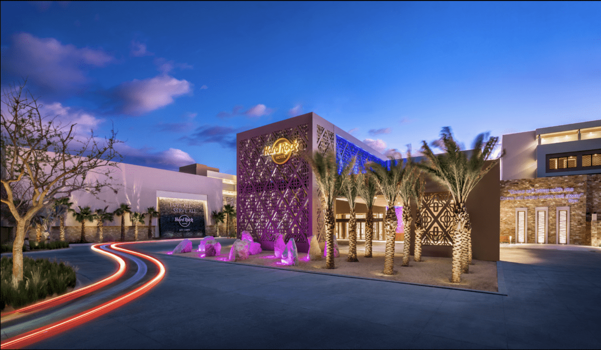 Exterior Night View of the Hard Rock Hotel Los Cabos