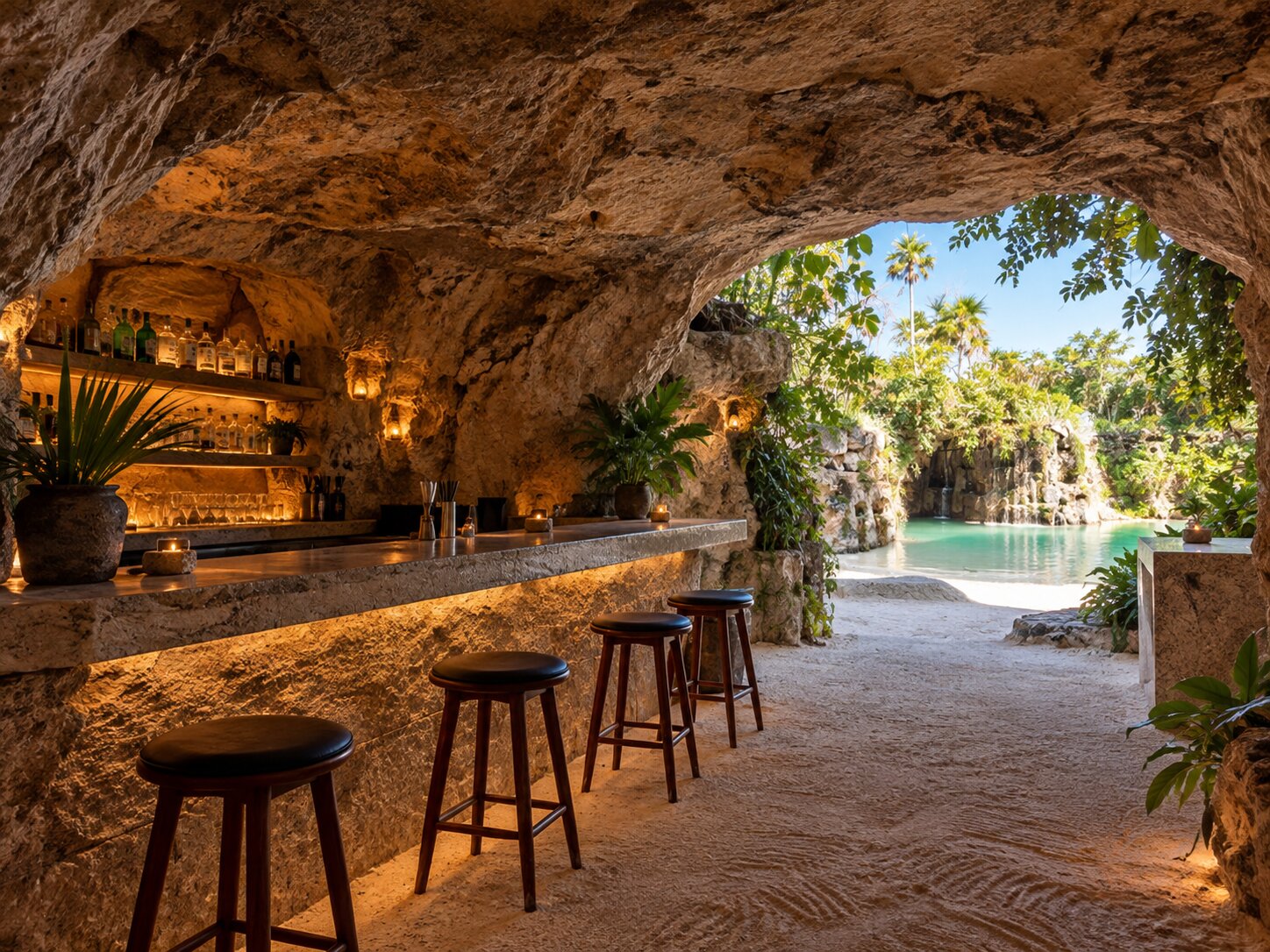 Cave interior at Bio Bar in Hotel Xcaret Mexico