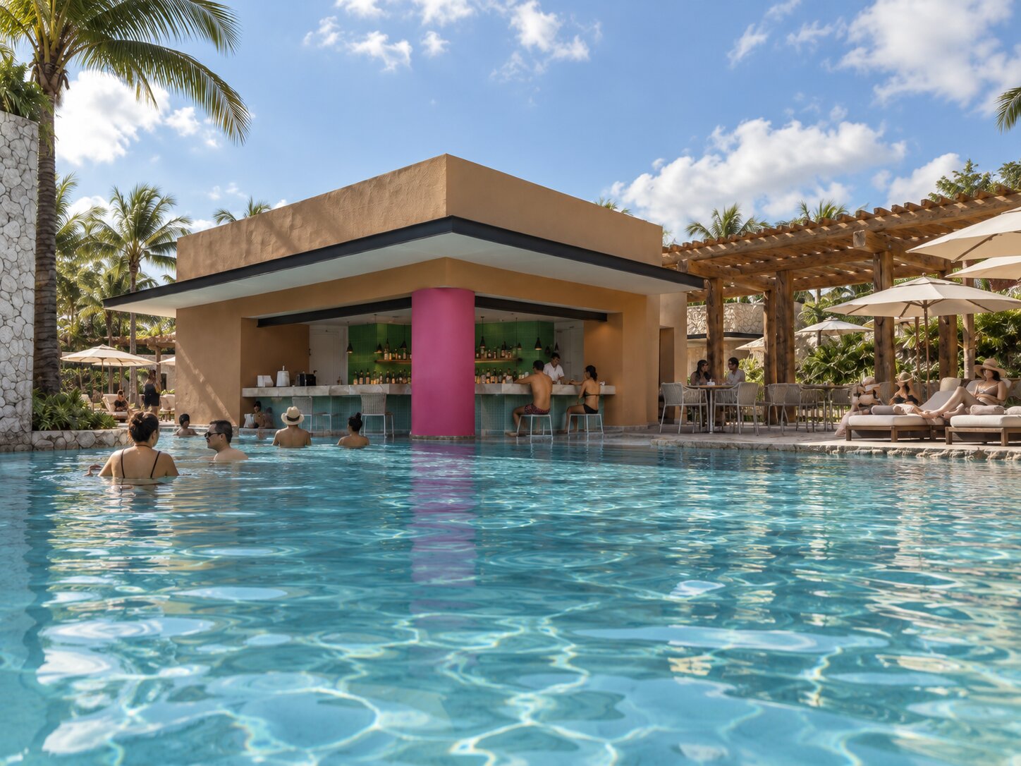 Front view of Casa Luna Pool Bar at Hotel Xcaret Mexico