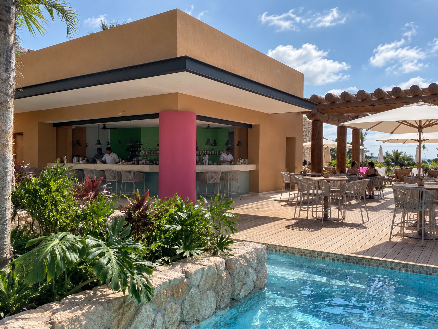 Terrace at Casa Luna Rooftop Bar in Hotel Xcaret Mexico