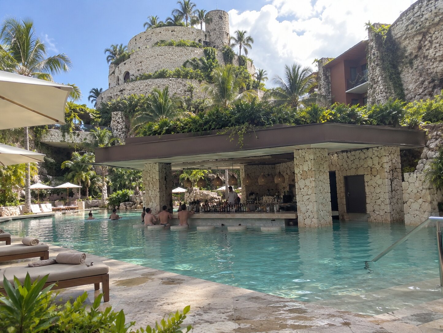 Swim-up bar at Casa Xpiral Pool Bar in Hotel Xcaret Mexico