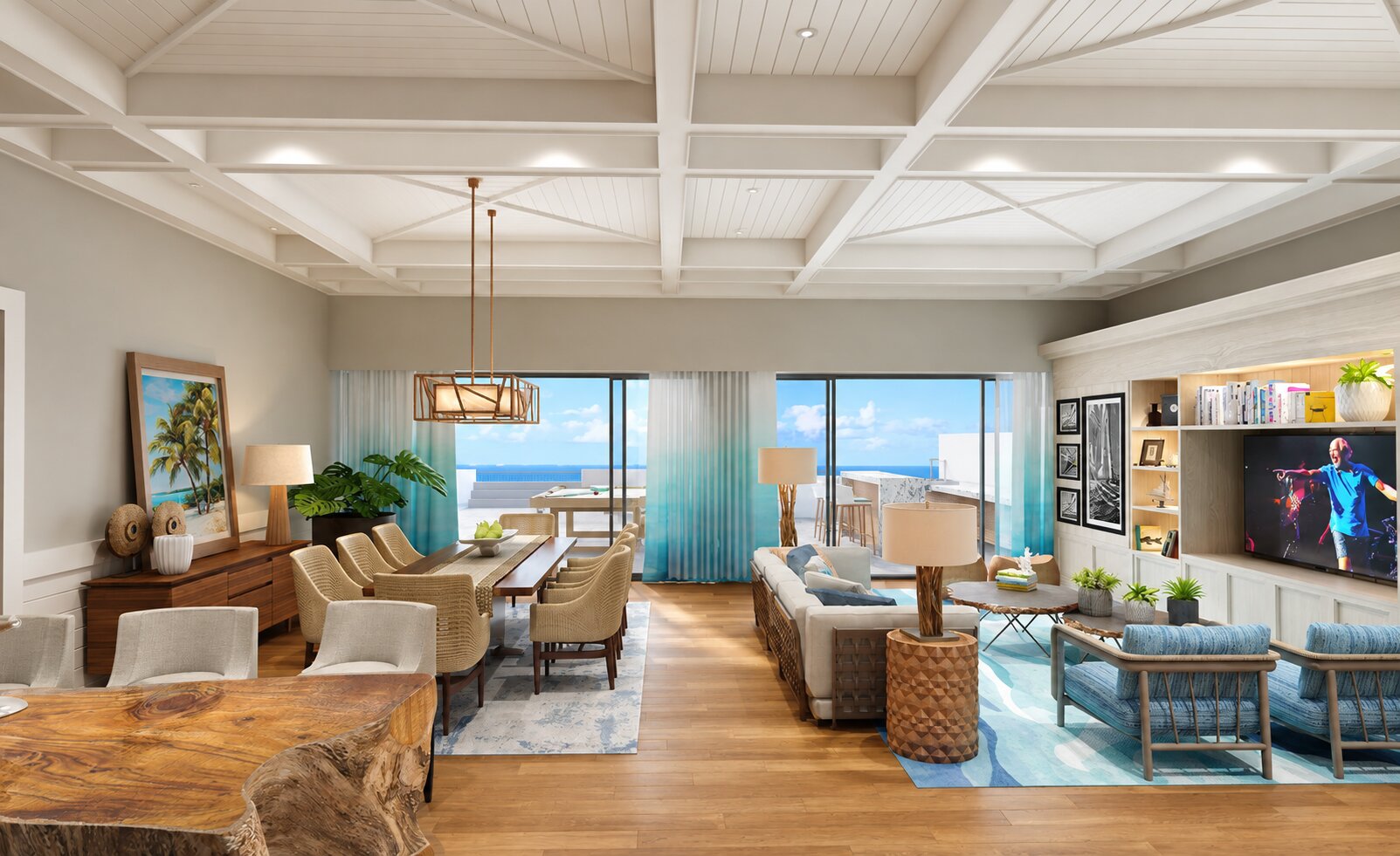 Living room in the Coral Reefer Signature Suite at Margaritaville Island Reserve Riviera Maya