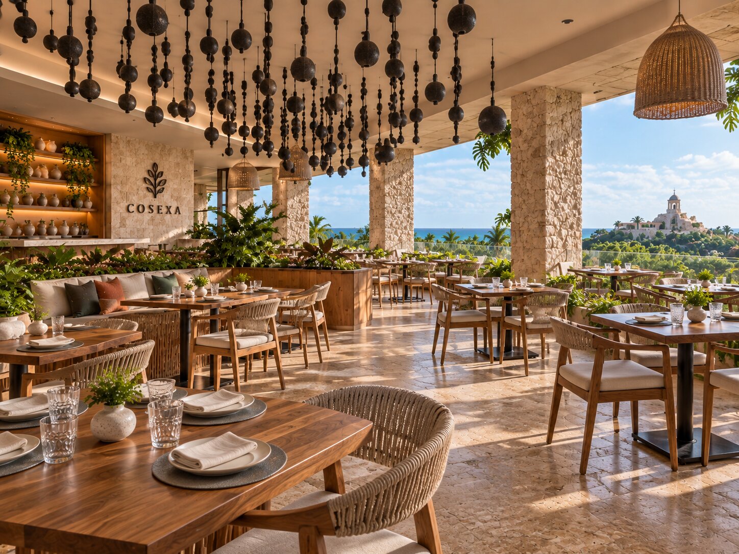 Ocean view terrace at Cosexa Restaurant in Hotel Xcaret Arte