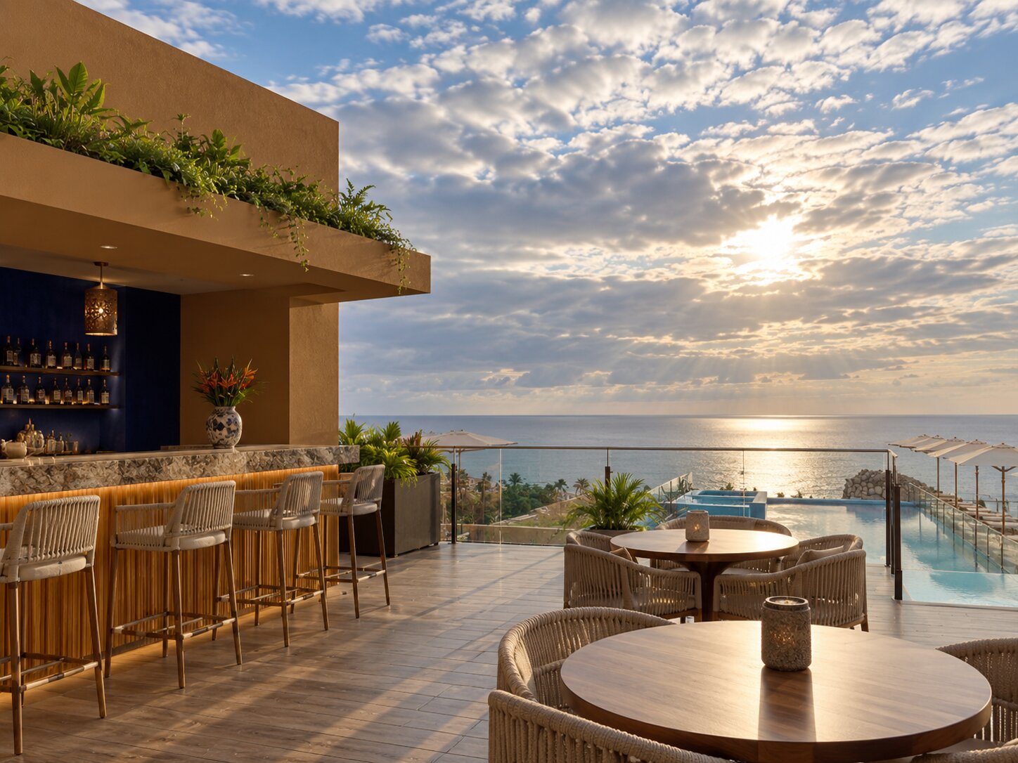 Fuego Rooftop Bar with ocean views at Hotel Xcaret Mexico