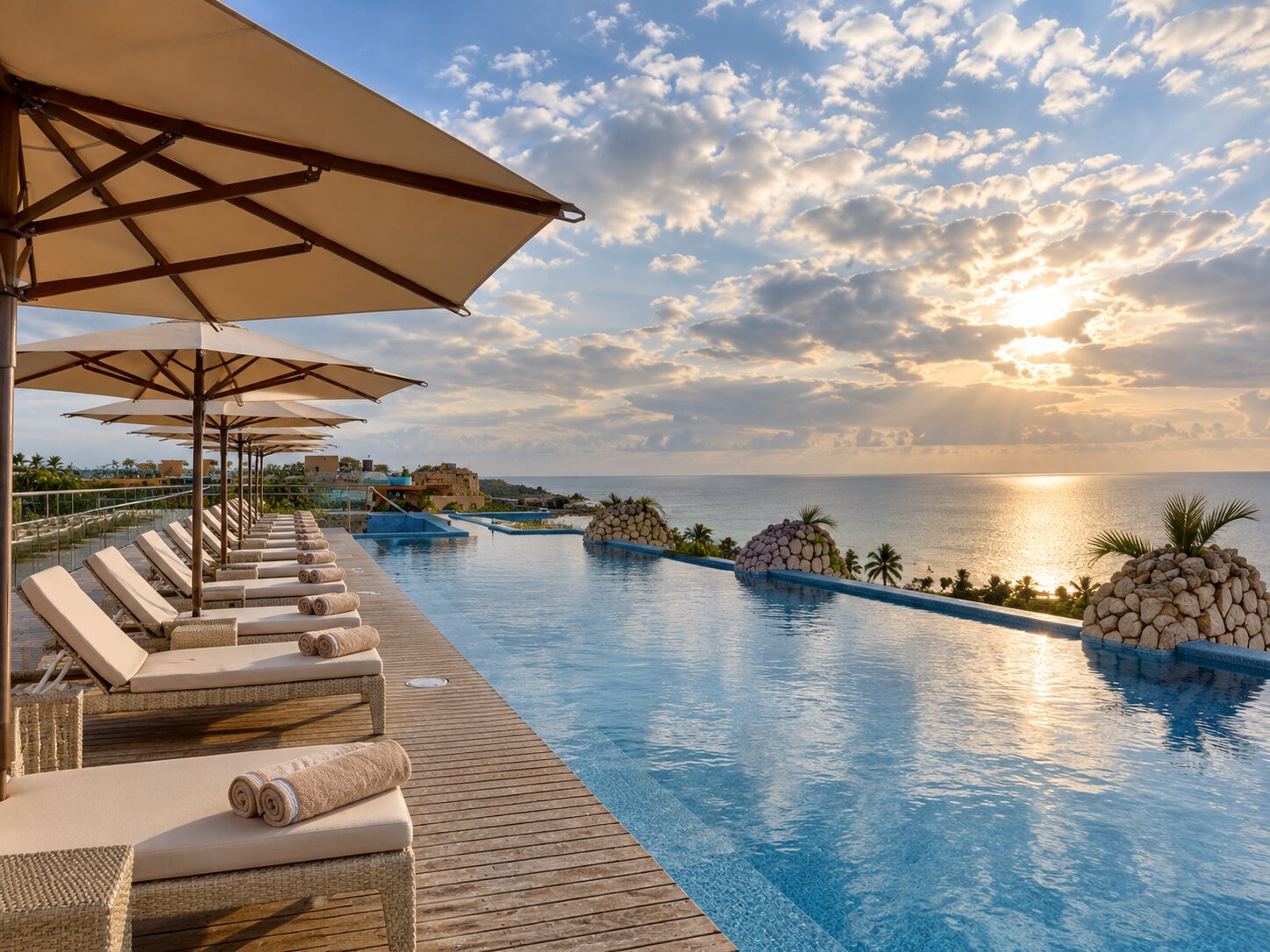 Infinity pool at Fuego Rooftop Bar in Hotel Xcaret Mexico