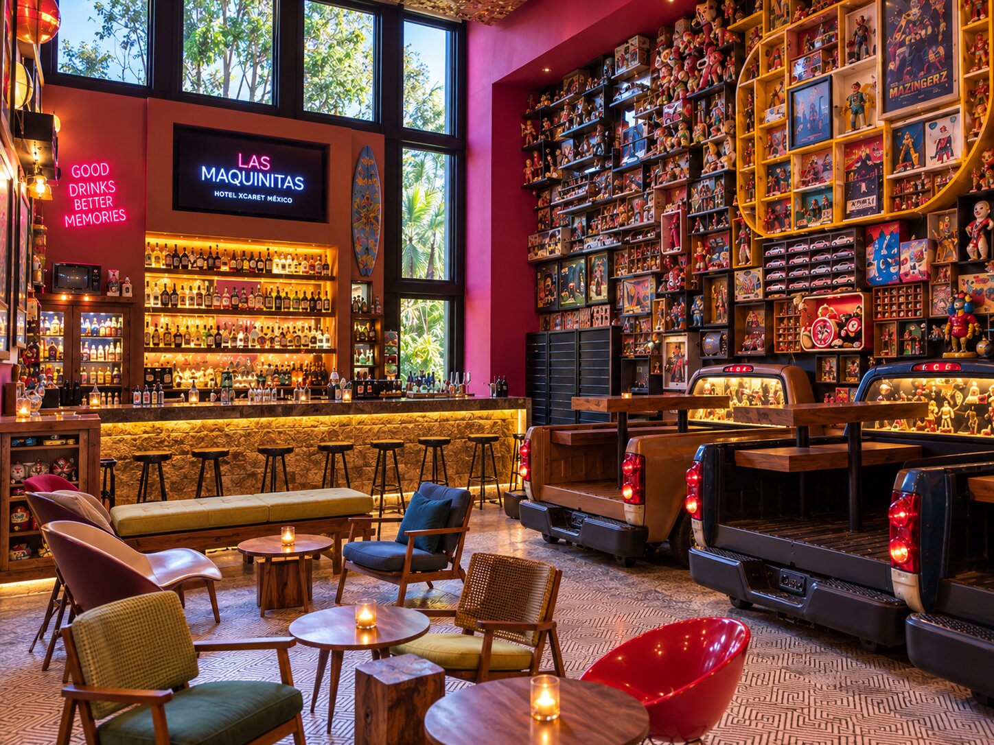 Interior of Las Maquinitas Bar at Hotel Xcaret Mexico