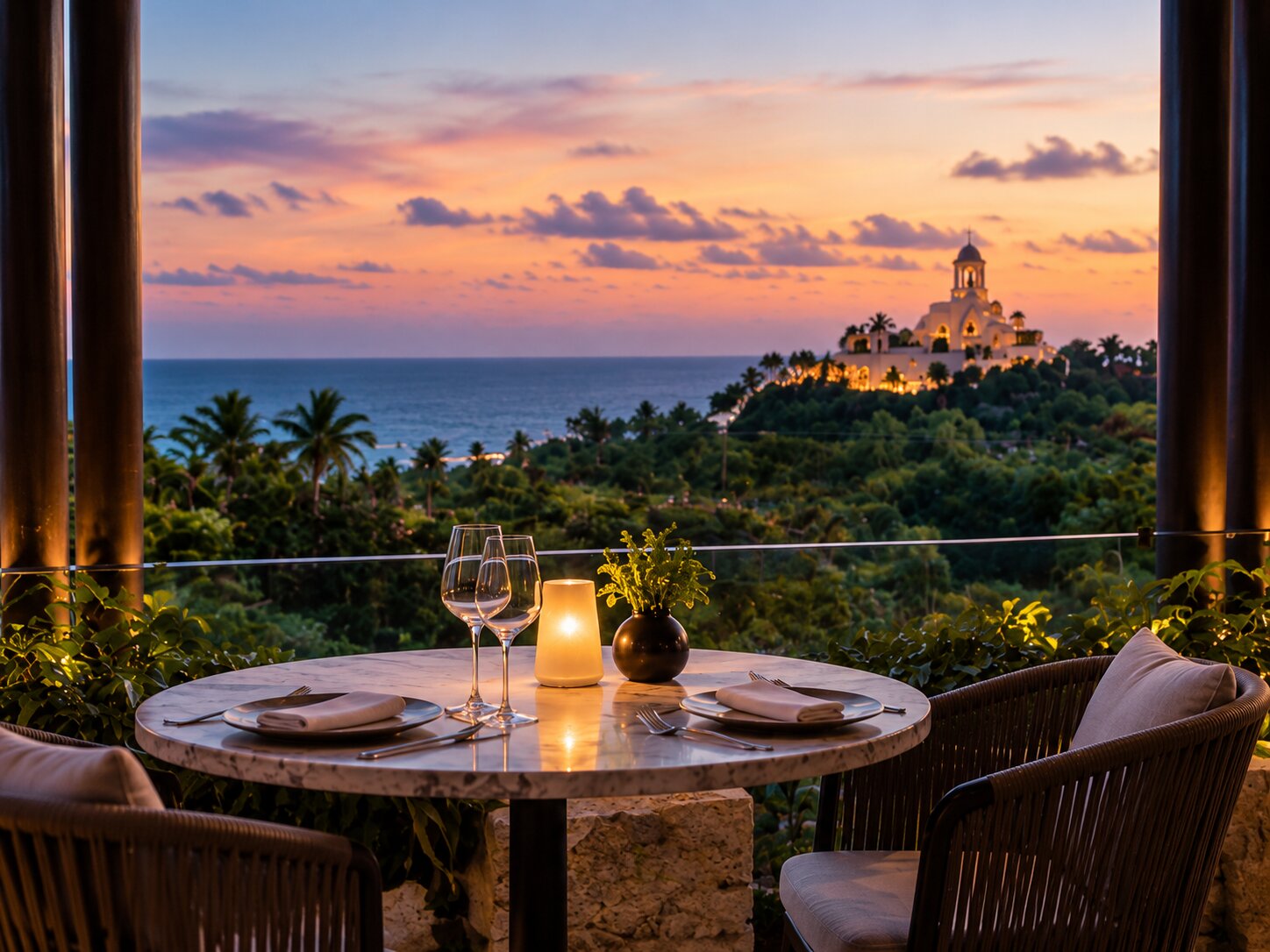 Sunset terrace at Le Chique Restaurant in Hotel Xcaret Arte