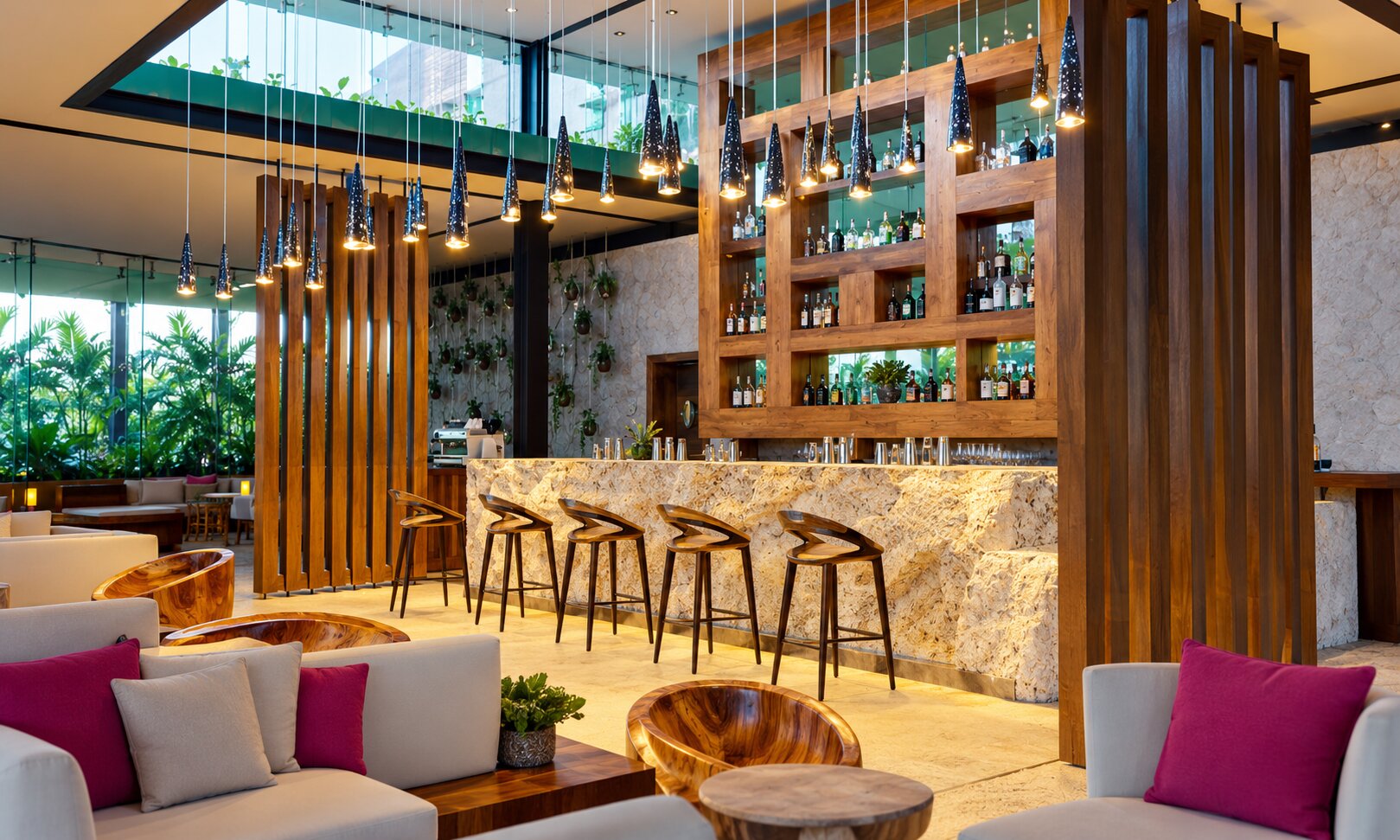 Main bar at Lobby Bar in Hotel Xcaret Mexico
