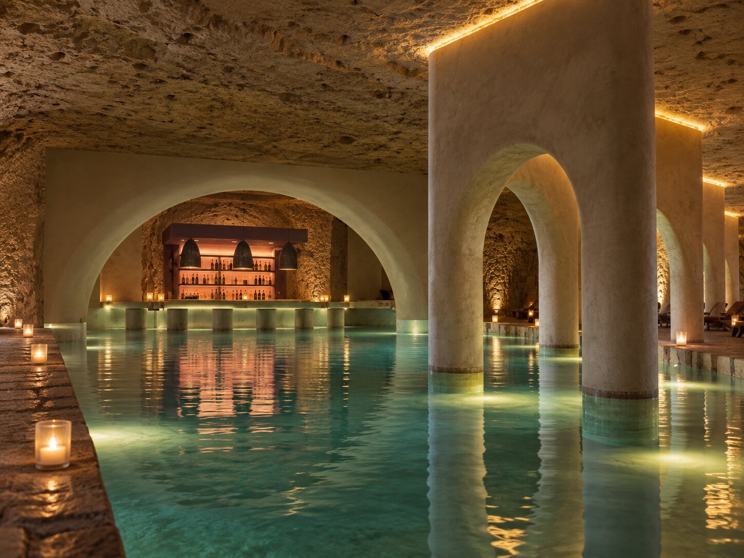 Evening view of Wet Bar Cenote at Hotel Xcaret Mexico